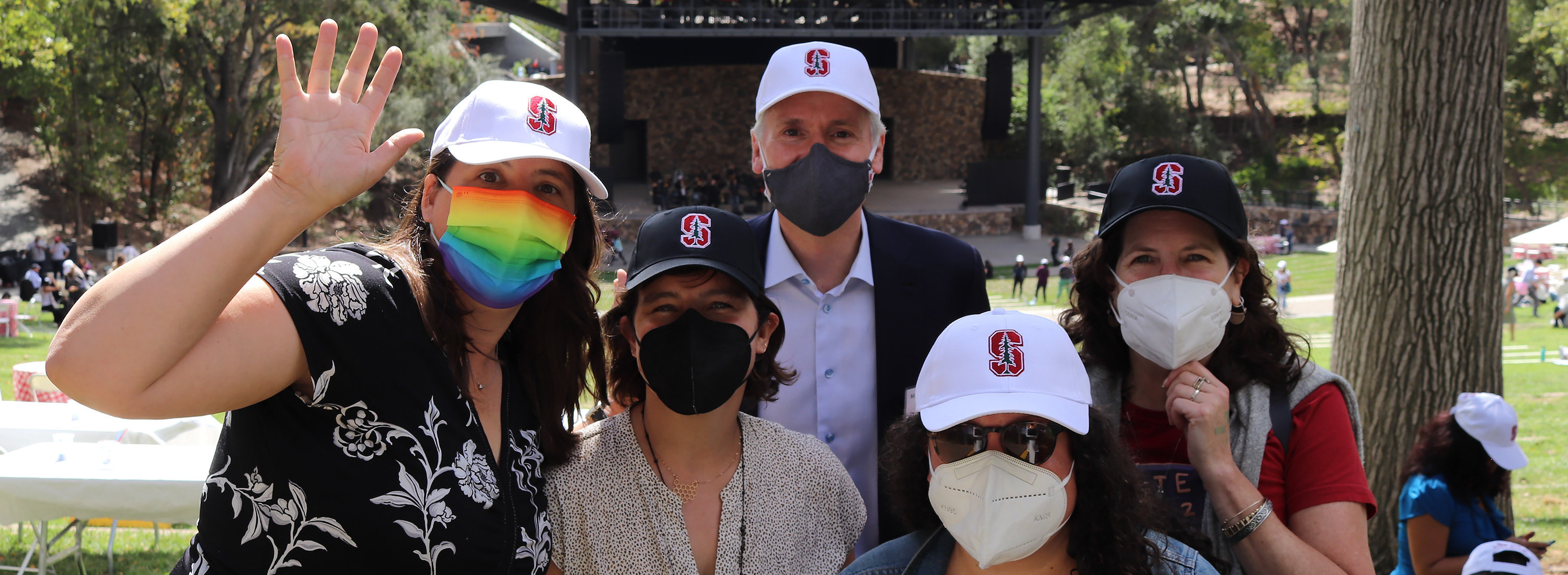 employees wearing masks at a recent event on the main campus
