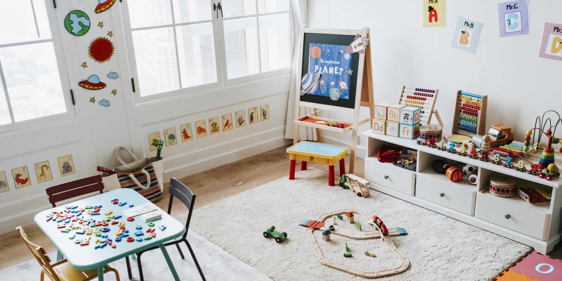 Interior design of a kindergarten classroom